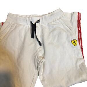 Scuderia Ferrari Kids Jogger Pants, White With Red Racing Stripe Logo, Size 5/6